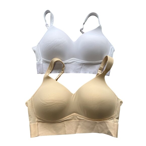 Rhonda Shear 2 Pack Molded Cup Bra with Wrap Back Size Large White Light 616.5 - Picture 2 of 10